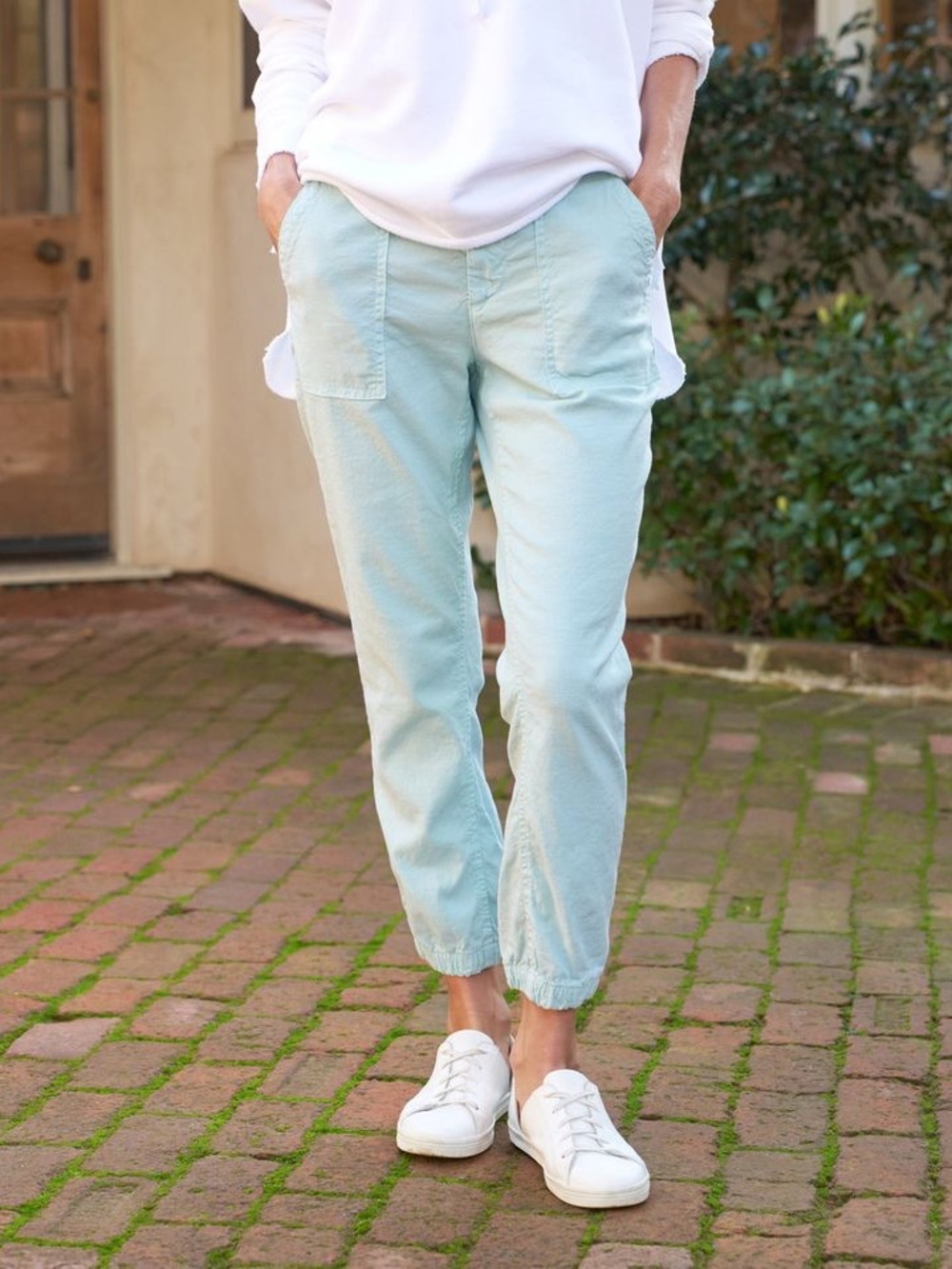 Frank & Eileen Jameson Linen Jogger Pants Seafoam Blue 4